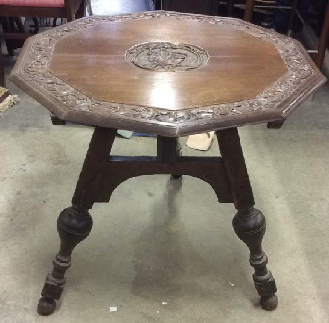 Vintage Intricately Carved Wooden Tilt Table (1 of 10)