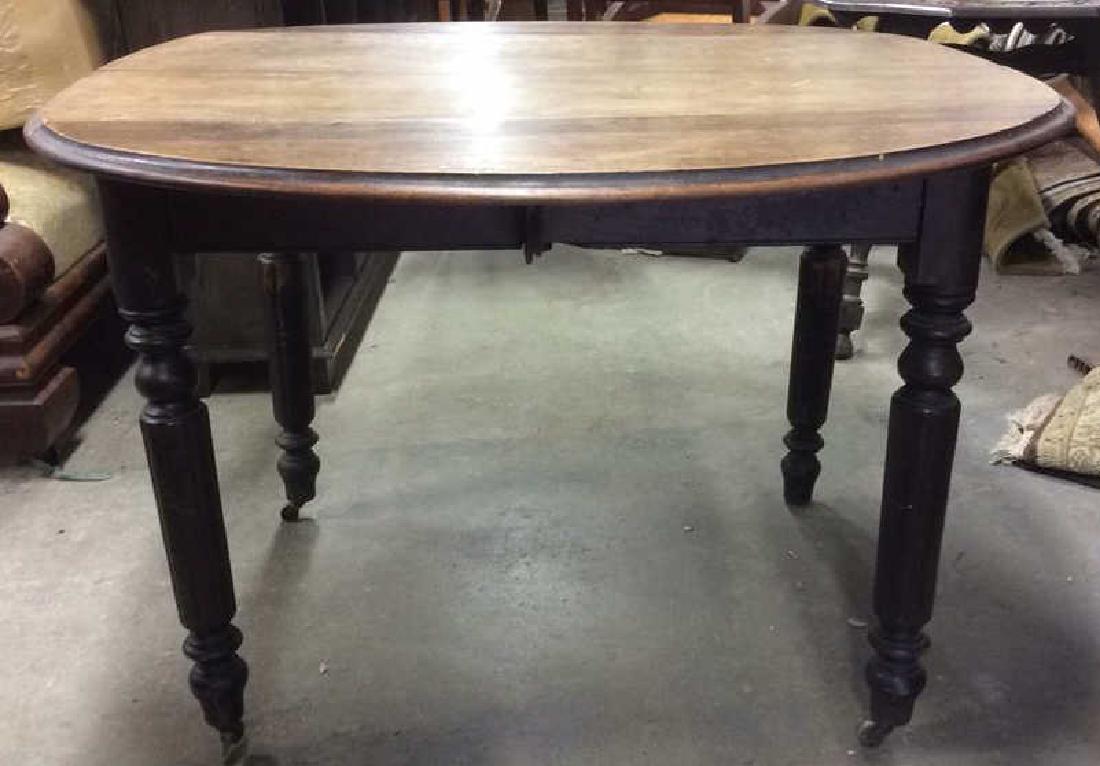 Antique Wooden Round Drop Leaf Dining Table (1 of 11)