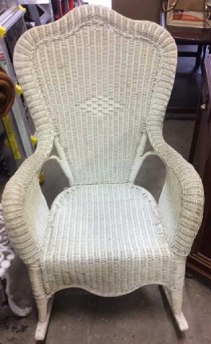 Vintage Woven Wicker Rocking Arm Chair (1 of 10)