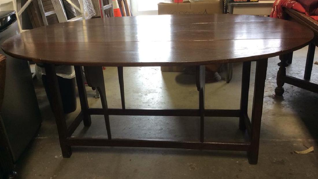 Oval Wooden Drop Leaf Dining Table (1 of 10)