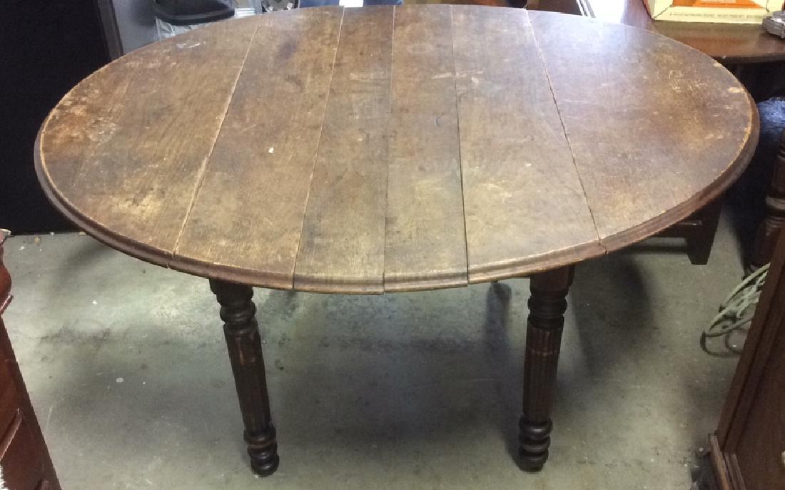 Antique Oval Wooden Drop Leaf Dining Table (1 of 10)