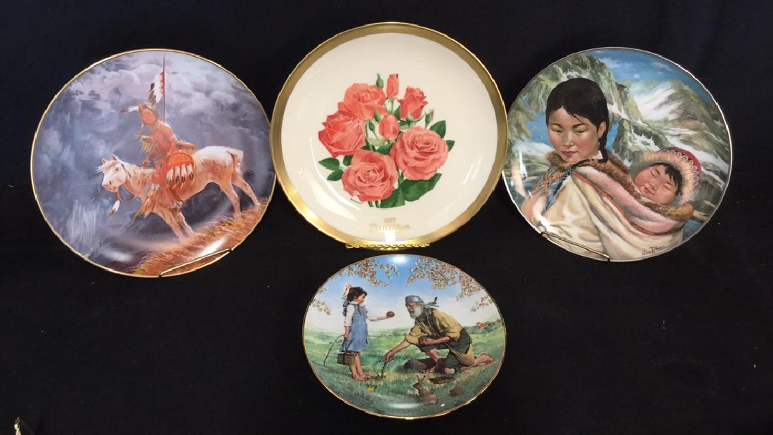 Lot 4 Porcelain Bone China Collectors Plates: Lot 4 Porcelain Bone China Collectors Plates. Fairmont, Gotham, Crown Parian, and Kaiser collectors plates. Fairmont plate of " Sioux Warrior" is marked on reverse Sioux Warrior from an original oil p