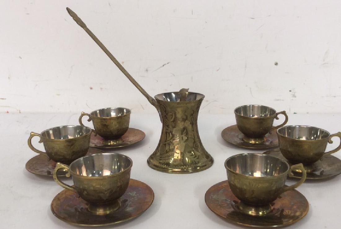 Lot 13 Brass Colored Metal Turkish Coffee Set (1 of 10)