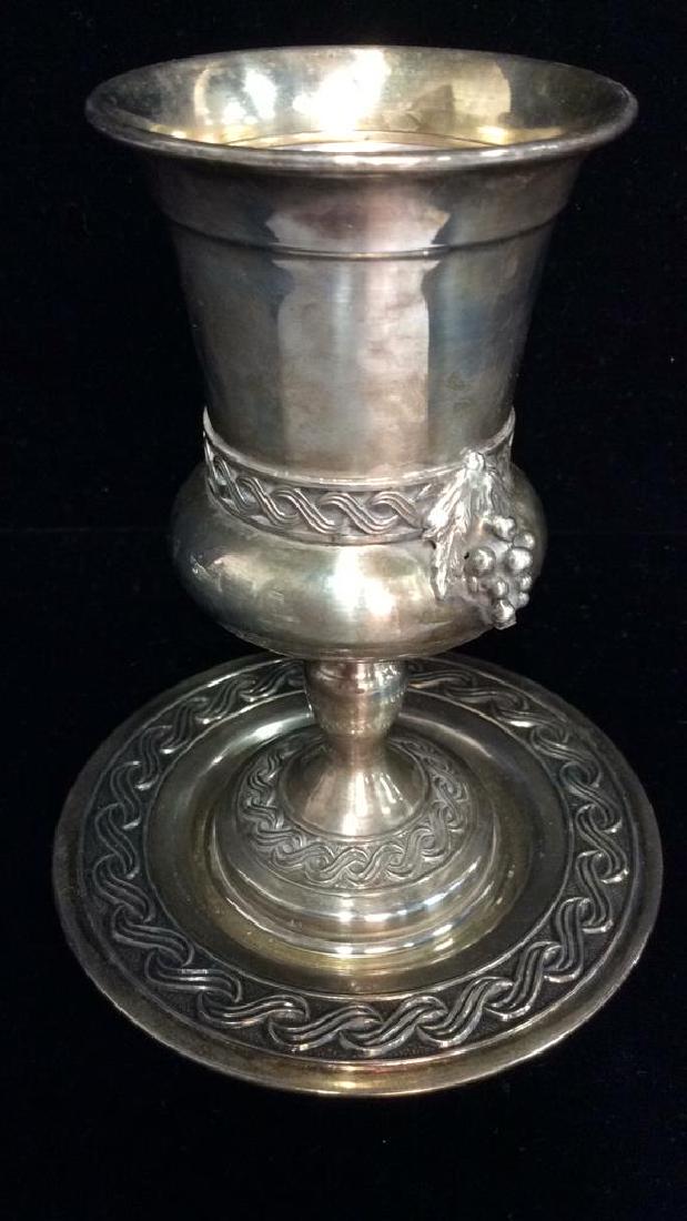 Vintage Sterling Silver Kiddish Cup W Saucer (1 of 9)