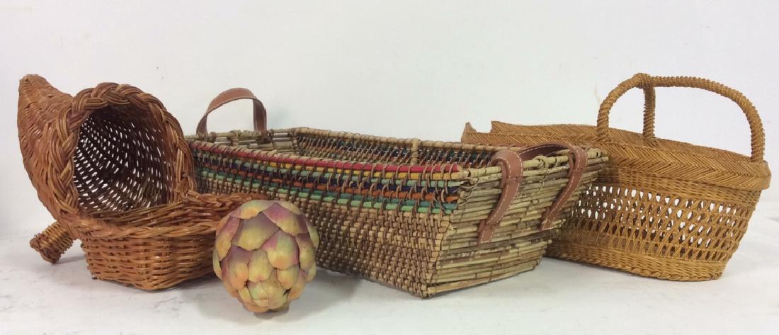 Lot 4 Wicker Tabletop Accessories & Faux Artichoke (1 of 5)