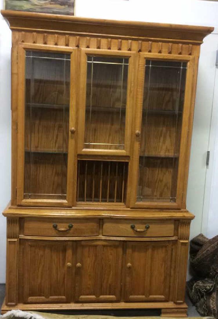 Carved Wooden China Cabinet Hutch Buffet (1 of 10)