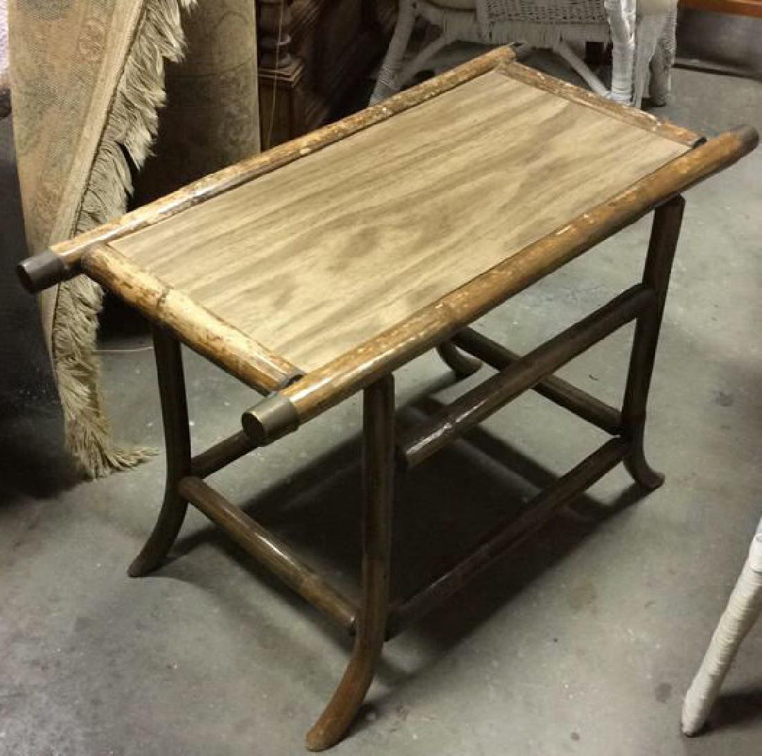 Bamboo Wood Metal End Table (1 of 8)