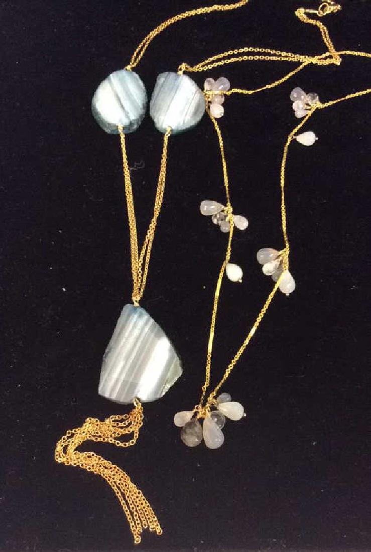 Lot 2 Natural Stone on Gold Toned Chain Necklaces (1 of 9)