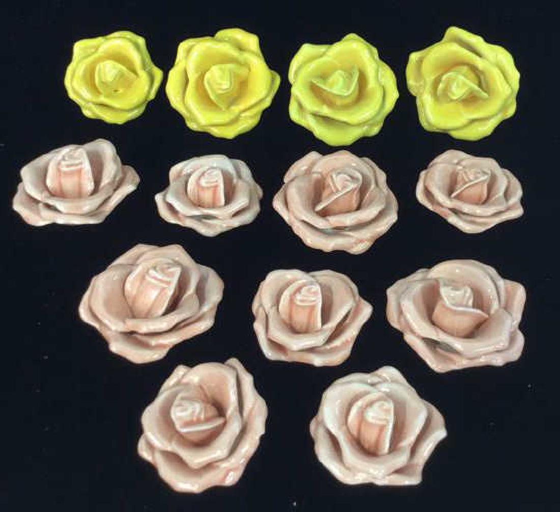 Lot 13 Yellow And Peach Glazed Ceramic Rosebuds (1 of 7)