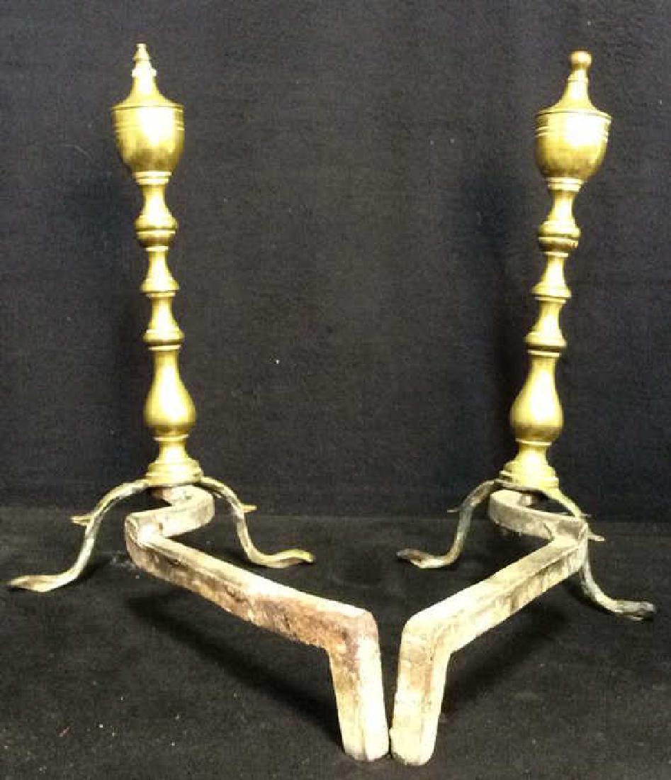 Pair Gold Toned Brass Andirons (1 of 5)