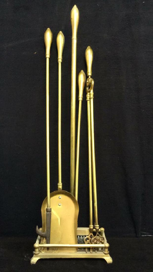 Lot 5 Gold Tones Brass Fireplace Tools (1 of 6)