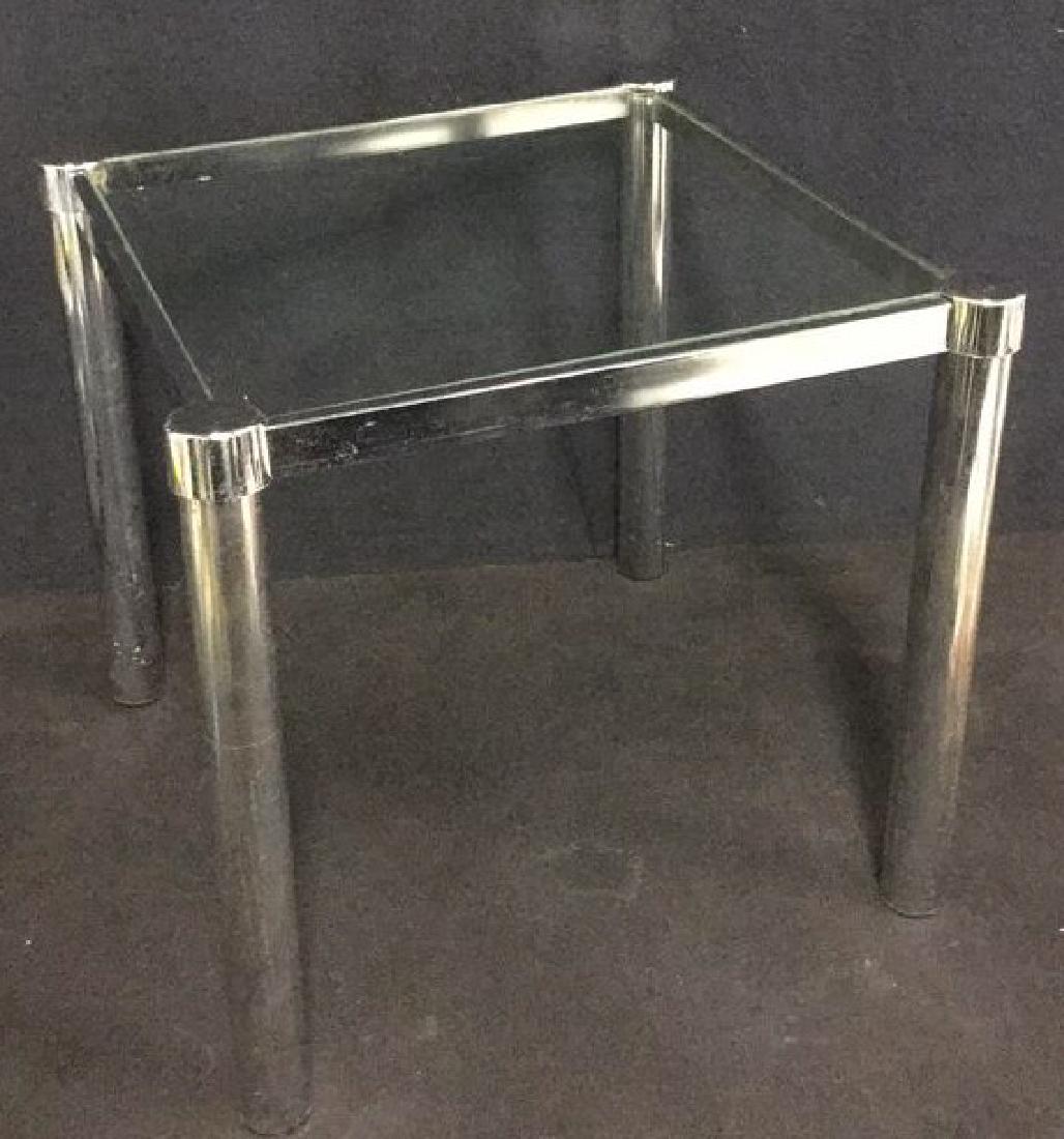 Mid Century Modern Glass Chrome Side Table (1 of 6)