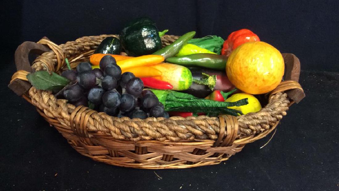 Vintage Basket with Faux Fruit and Veg (1 of 8)