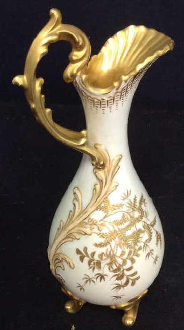 Vintage French Gold Cream Porcelain Footed Carafe (1 of 11)