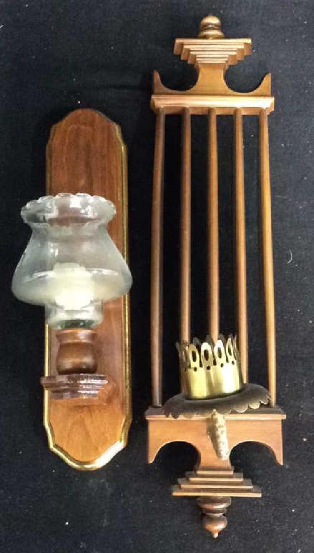 2 Vintage Wood and Brass Candle Sconces (1 of 9)