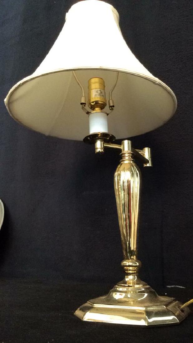Gold Toned Swing Arm Lamp W Shade (1 of 5)
