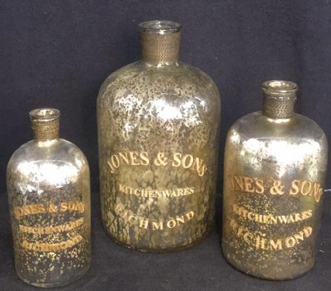 Lot 3 Antiqued Silver Mercury Glass Kaho Jugs (1 of 7)