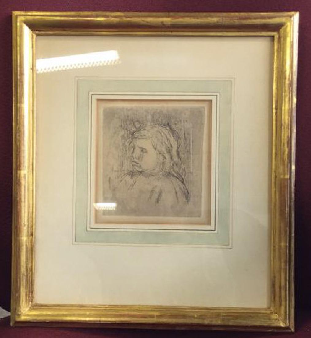 Vintage Framed Etching Young Child (1 of 7)