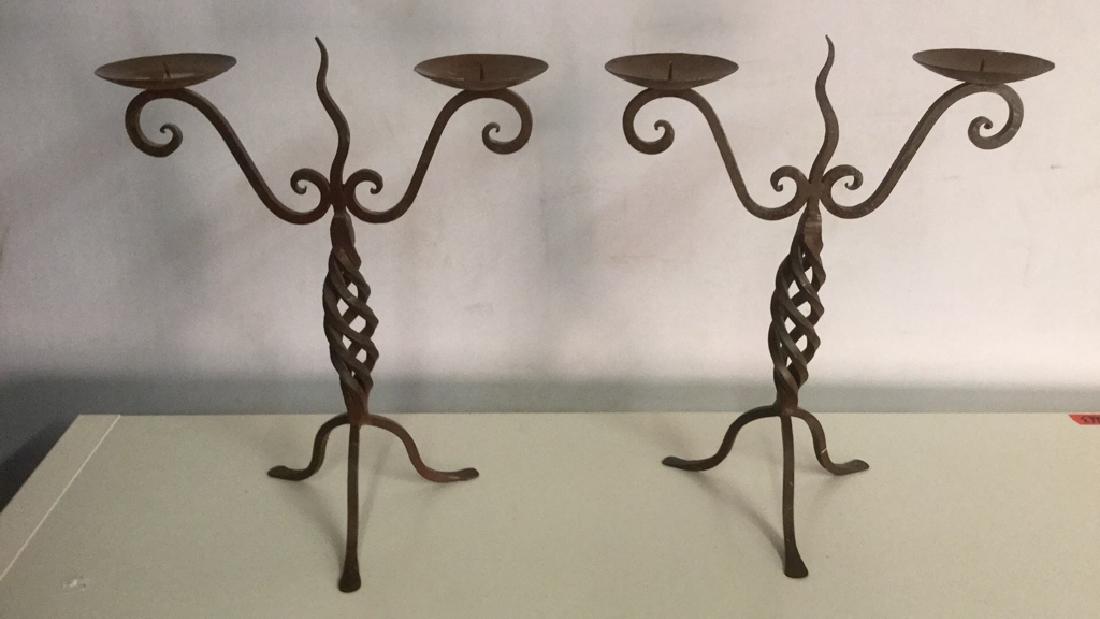 Pair Of Wrought Iron Candlestick Holders (1 of 5)