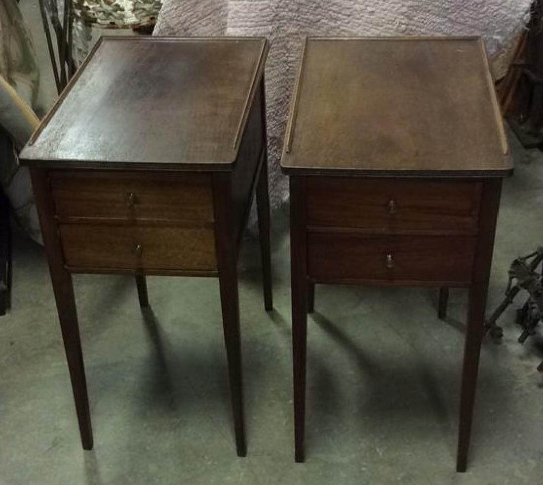 Pair 2 Drawer Wood End Tables Side Tables (1 of 10)