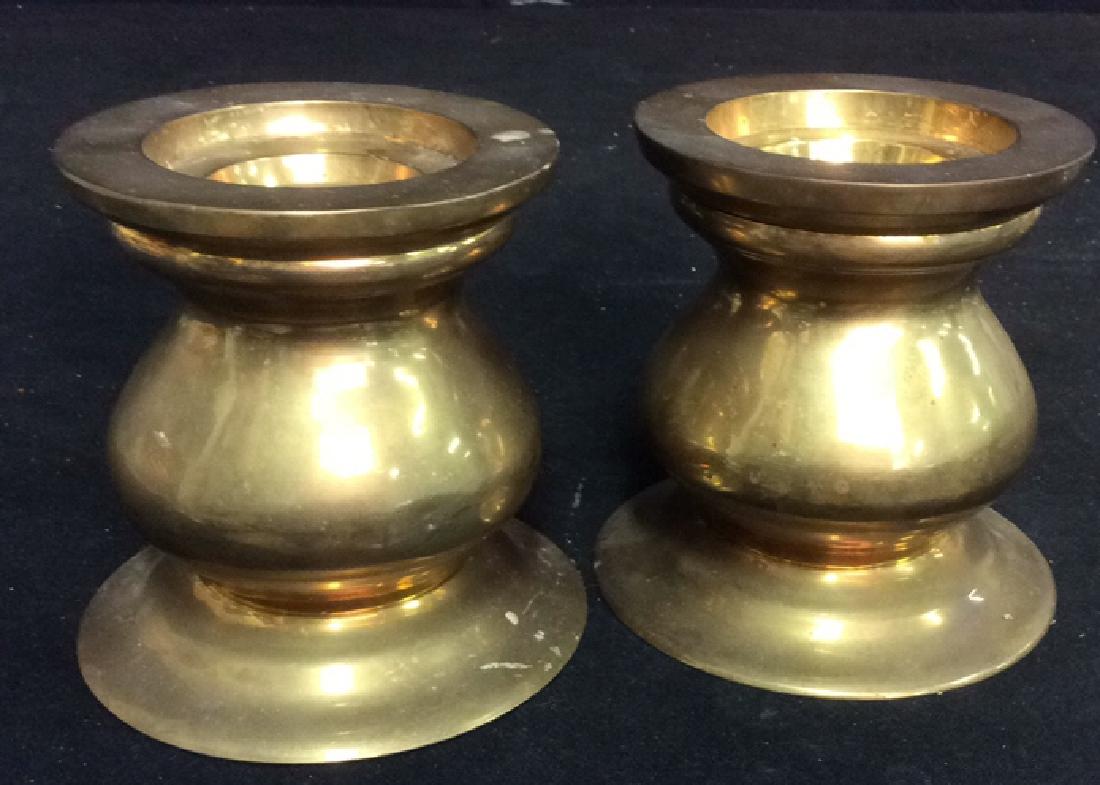 Pair Polished Brass Candle Holders (1 of 6)