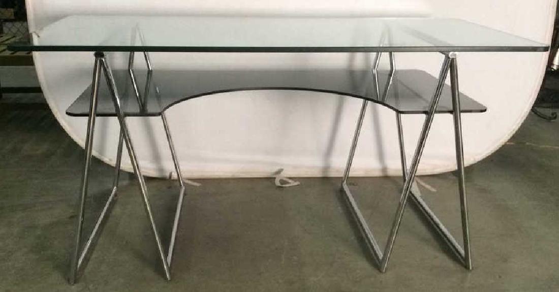 Mid Century Italian Glass & Chrome Sawhorse Desk (1 of 10)