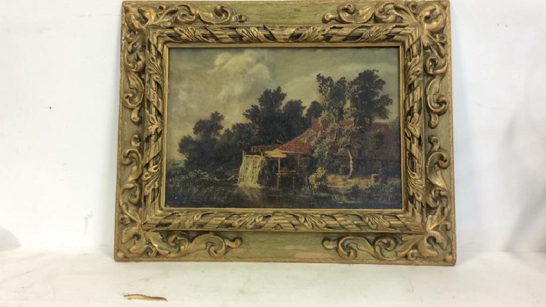 Antique Oil Painting Signed; Mill w Waterfall (1 of 11)