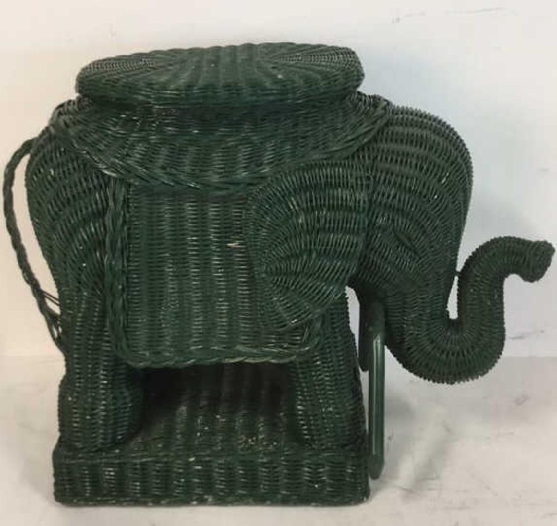 Green Wicker Elephant Plant Stand Side Table (1 of 8)