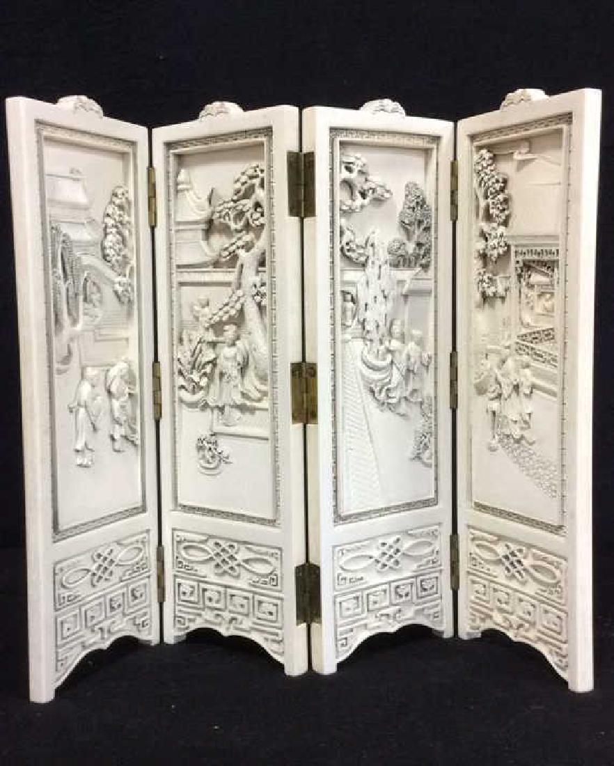 Intricately Carved Asian Alabaster Screen Figure (1 of 10)