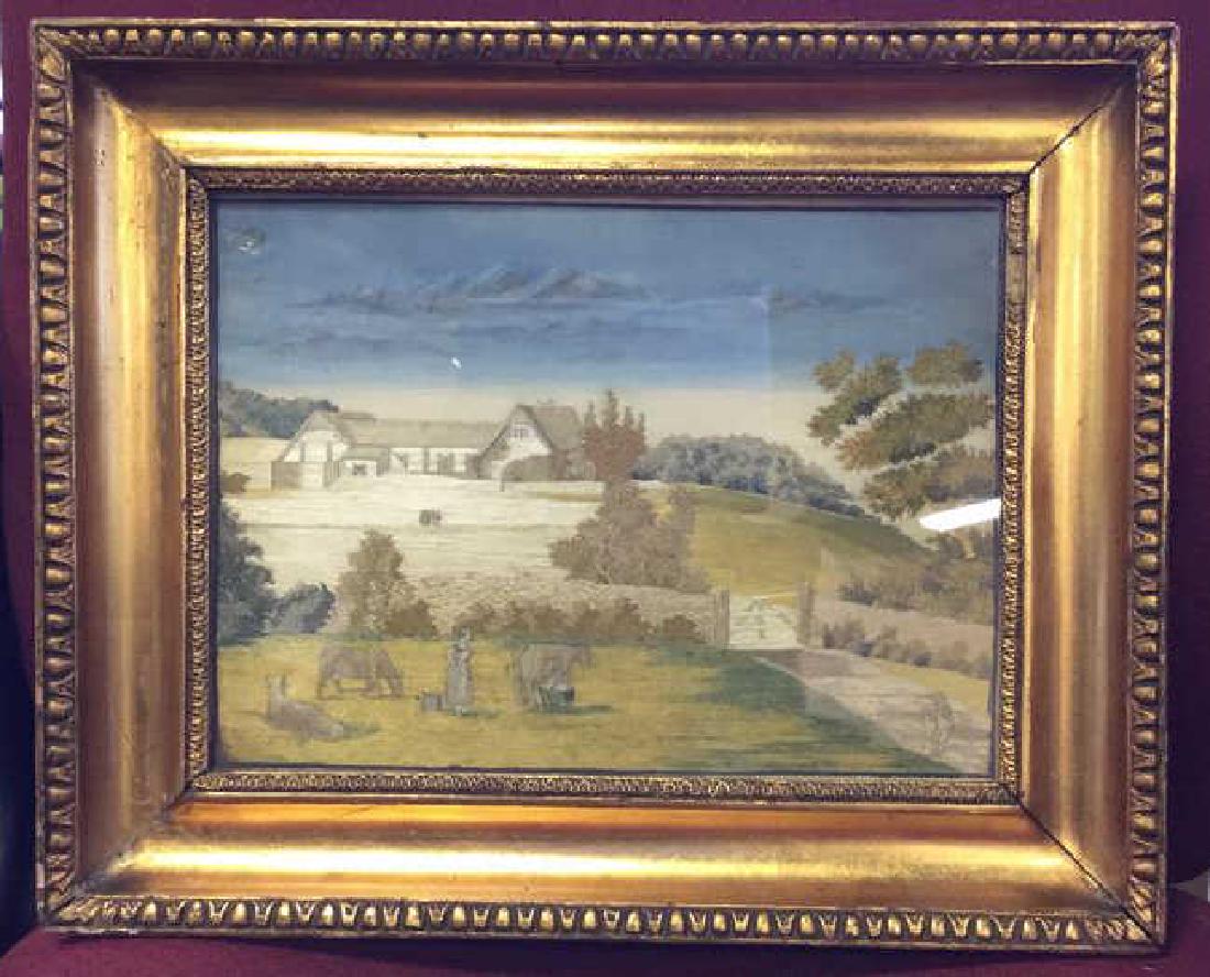 Finely Stitched Asian Embroidery Farm Scene (1 of 12)