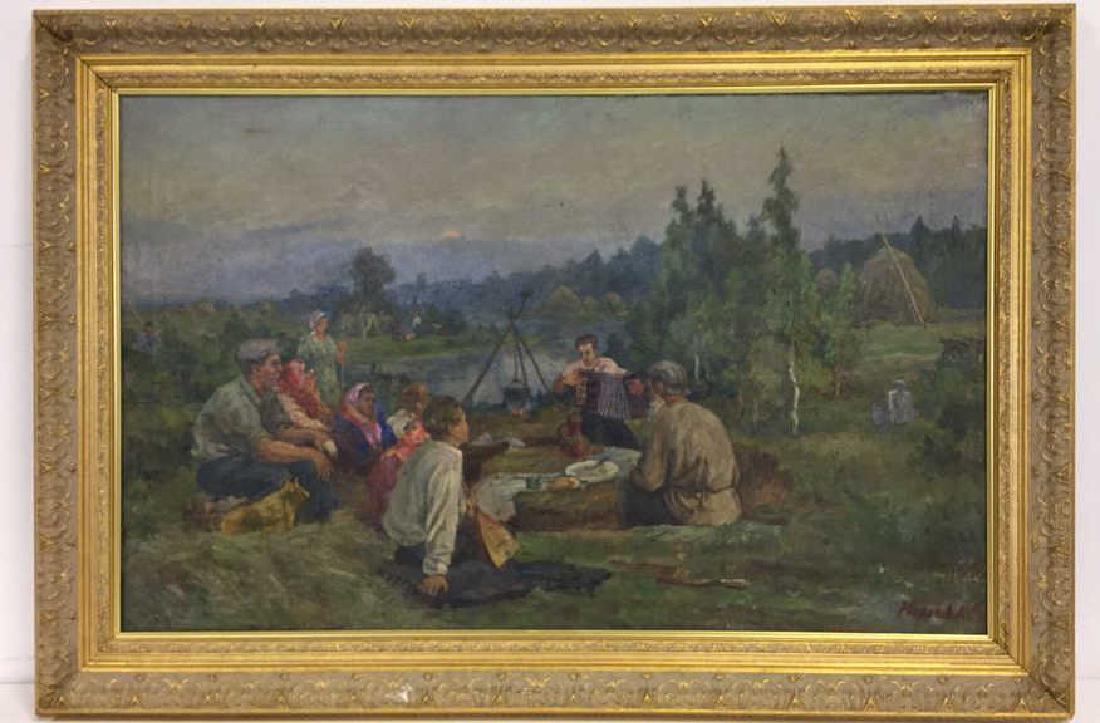 Mopozoba Russian Painting On Canvas Antique (1 of 11)