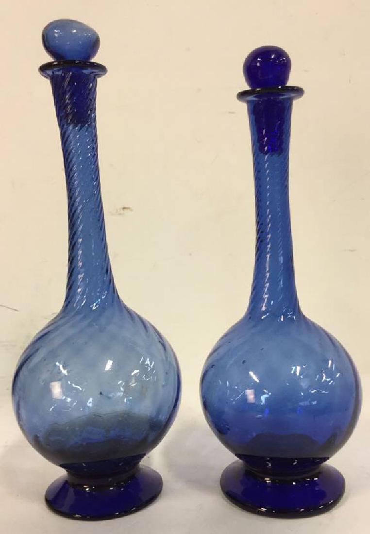 Lot 2 Hand Blown Blue Glass Decanters (1 of 10)