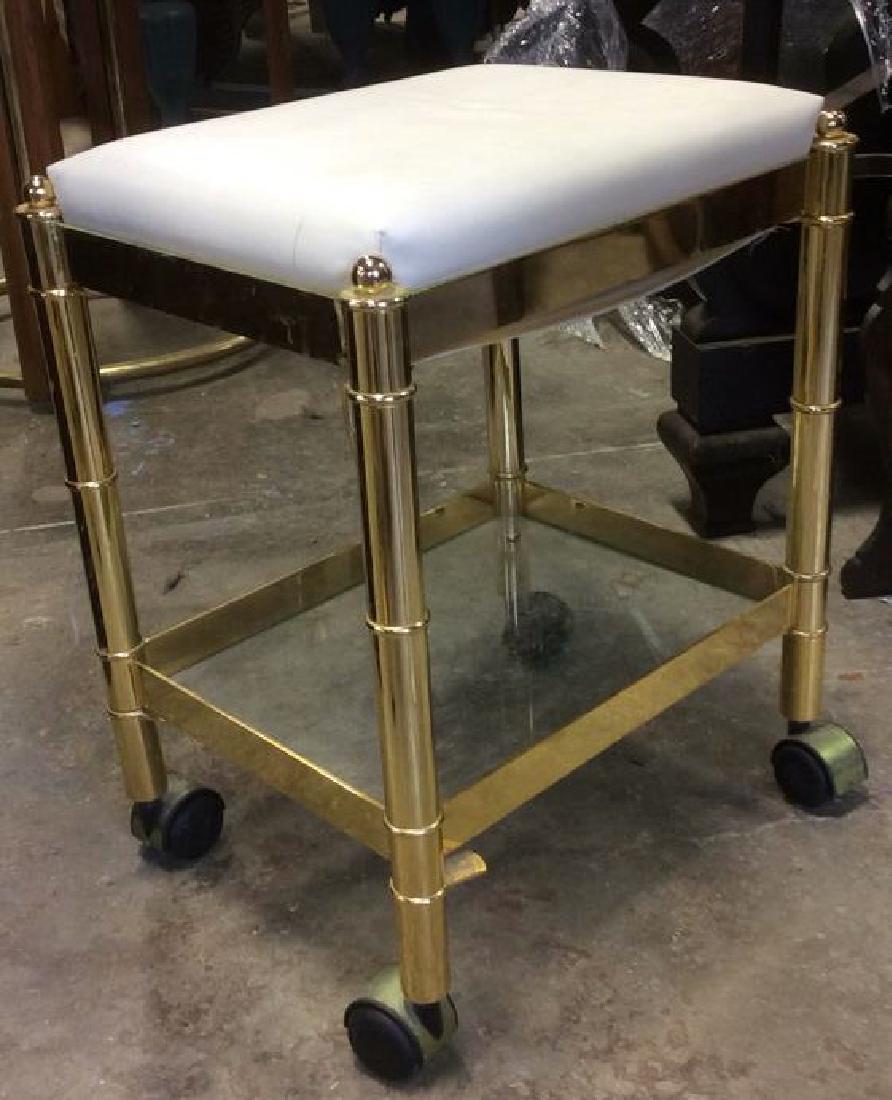 Gold Toned Brass Wheeled Stool Bench (1 of 8)