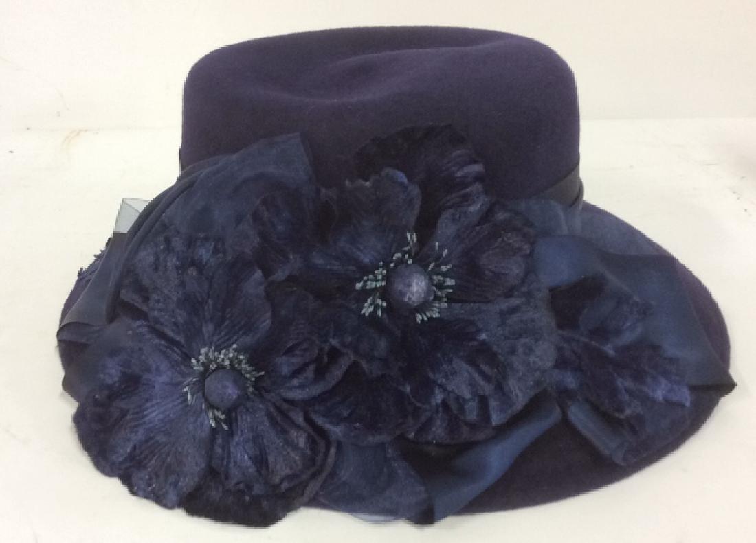 RIVKA Navy Toned Floral Detailed Hat (1 of 8)