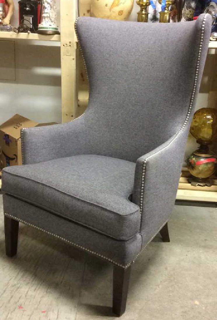 BASSET FURNITURE Slate Toned Beaded Wing Chair (1 of 10)