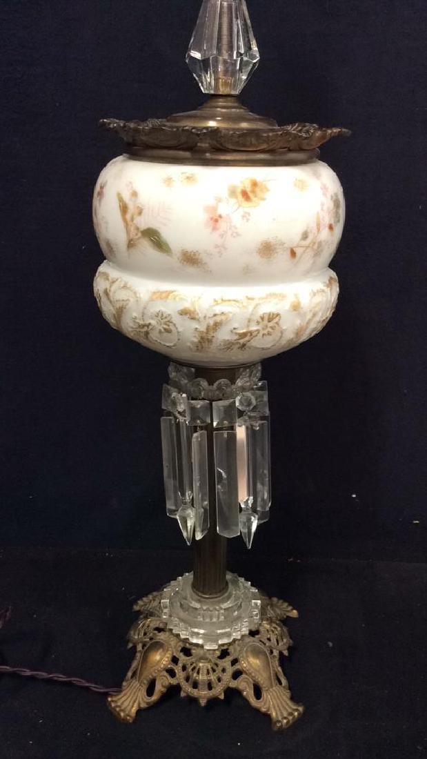 Glass W Crystal Lustre Mantle Vase Lamp (1 of 9)