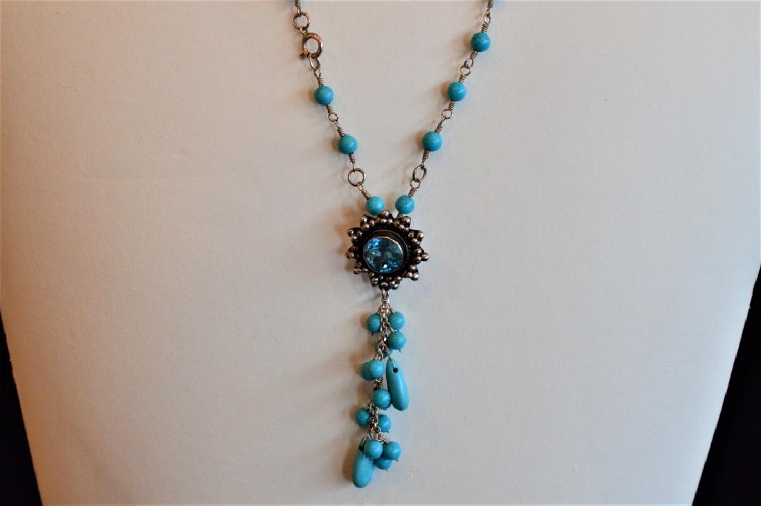 22" Sterling Silver & Turquoise Necklace (1 of 2)