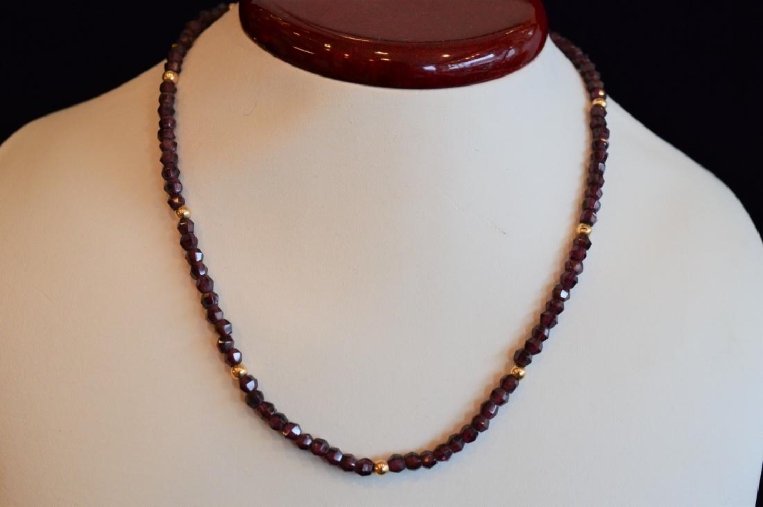 16" Garnet & Gold Beaded Necklace (1 of 2)