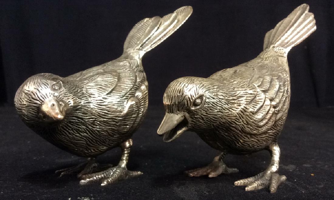 Lot 2 Pair Silver Toned Polished Pewter Birds (1 of 10)