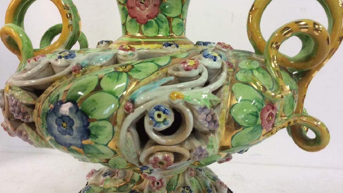 Vintage Porcelain Majolica Lamp Brass Base (1 of 11)