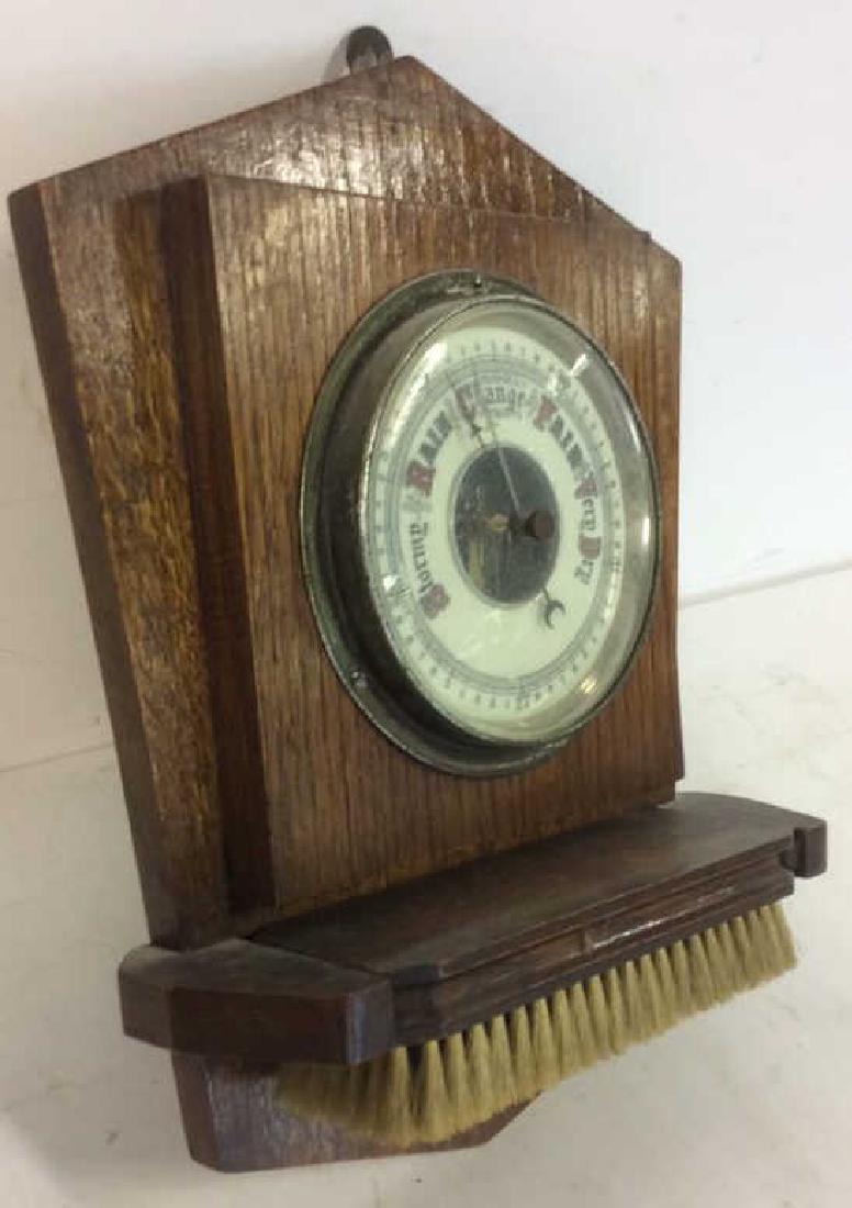 Antique Oak Barometer w Brush (1 of 9)