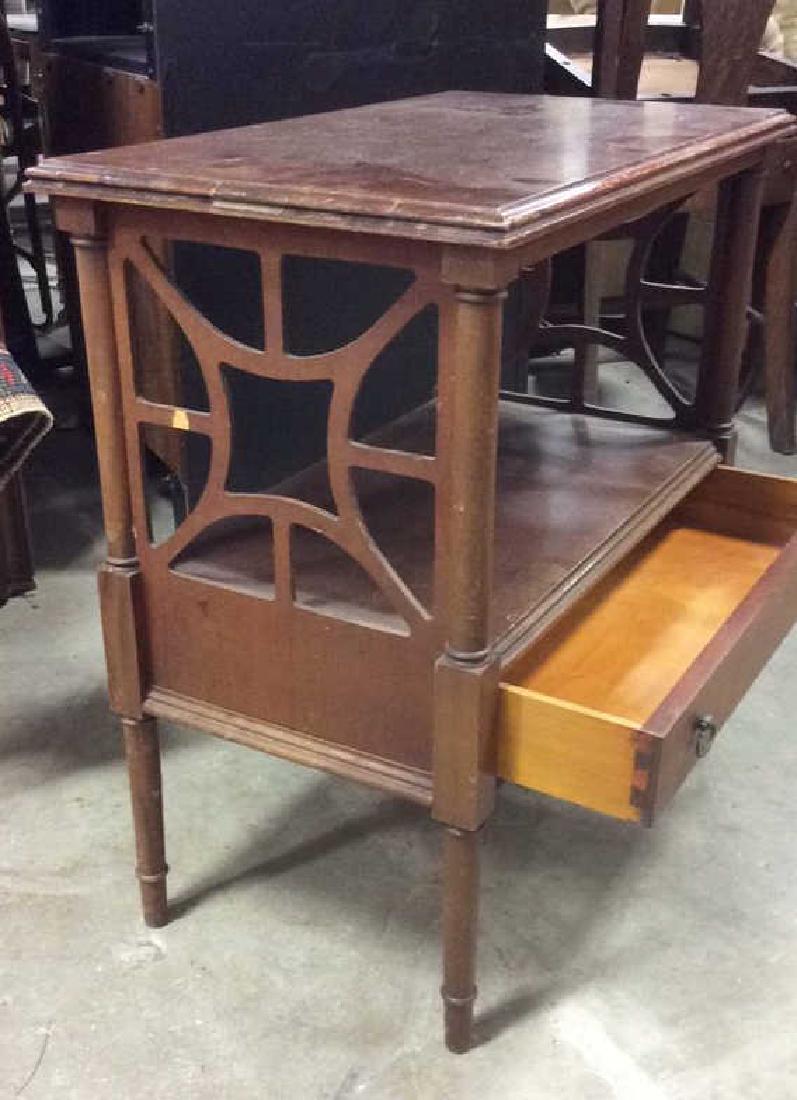 Vintage Wood End Table Frettework work Open Sides (1 of 7)