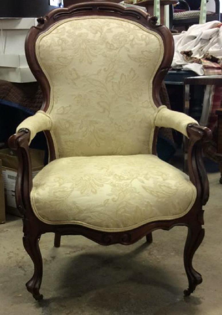 Carved Upholstered Victorian Parlor Chair Casters (1 of 11)