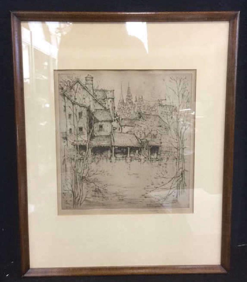 Framed Ernest D. Roth Etching, Homestead In Woods (1 of 12)