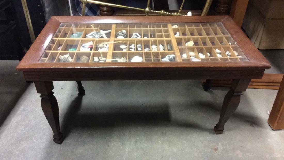 Carved Wooden Shell Collectors Display Table (1 of 9)