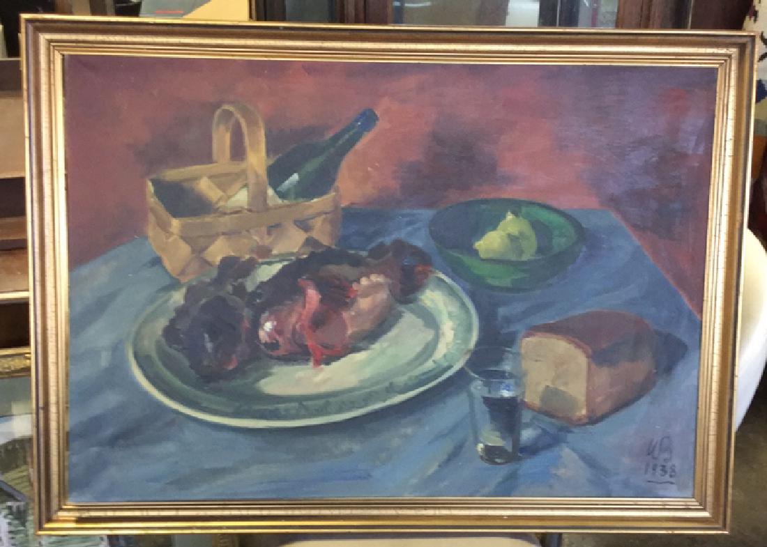 Vintage Still Life Painting  On Canvas,1938 (1 of 9)