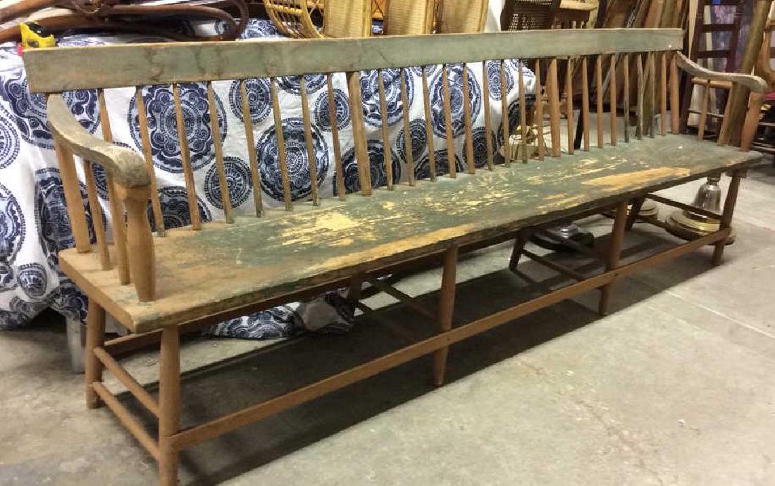 Antique Wood Carved Spindle Back Bench (1 of 10)