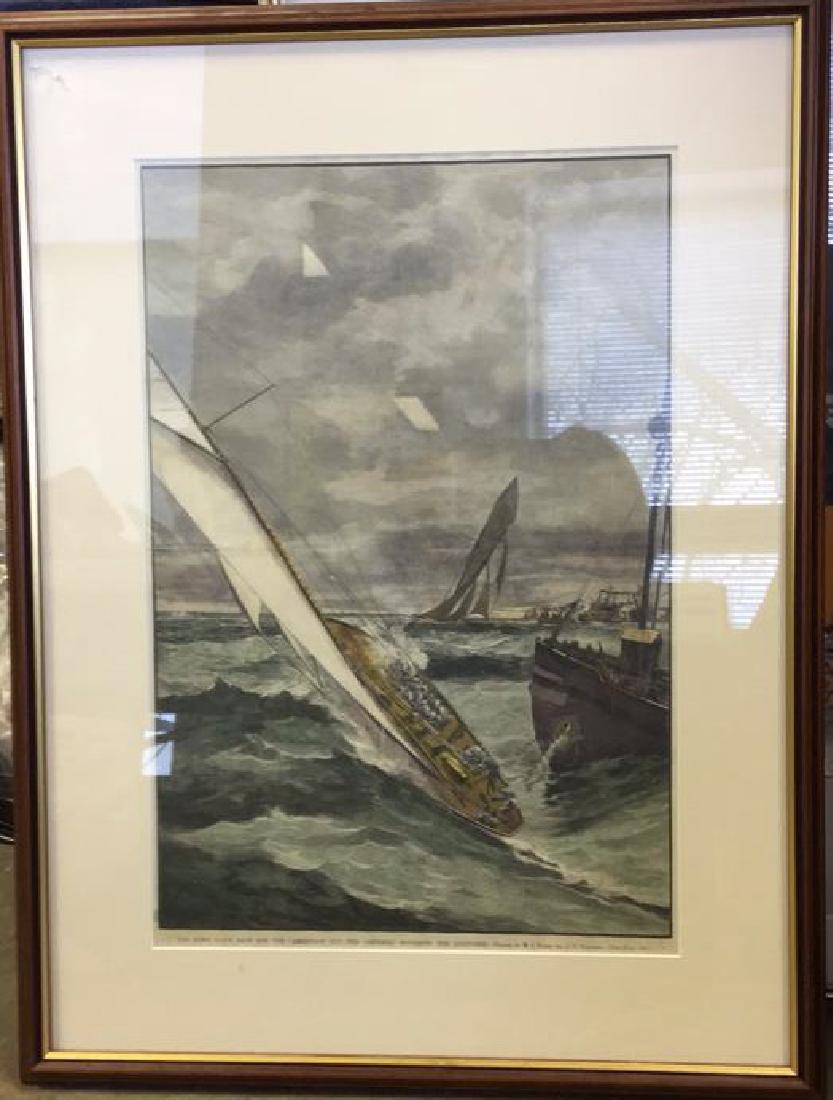 America’s Cup Wood Engraving Hand Colored 1885 (1 of 10)