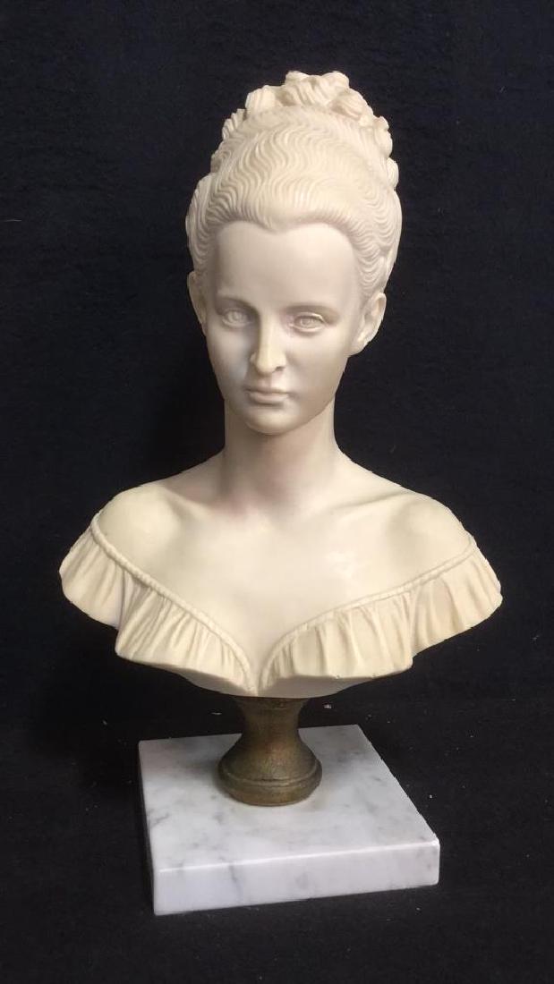 Carved Female Bust On Marble Base, Italy (1 of 9)
