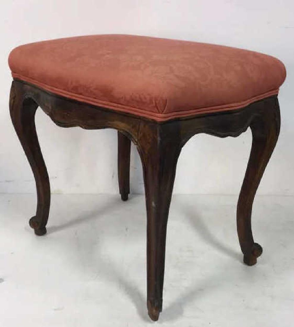 Vintage Carved Walnut Upholstered Foot Stool (1 of 10)